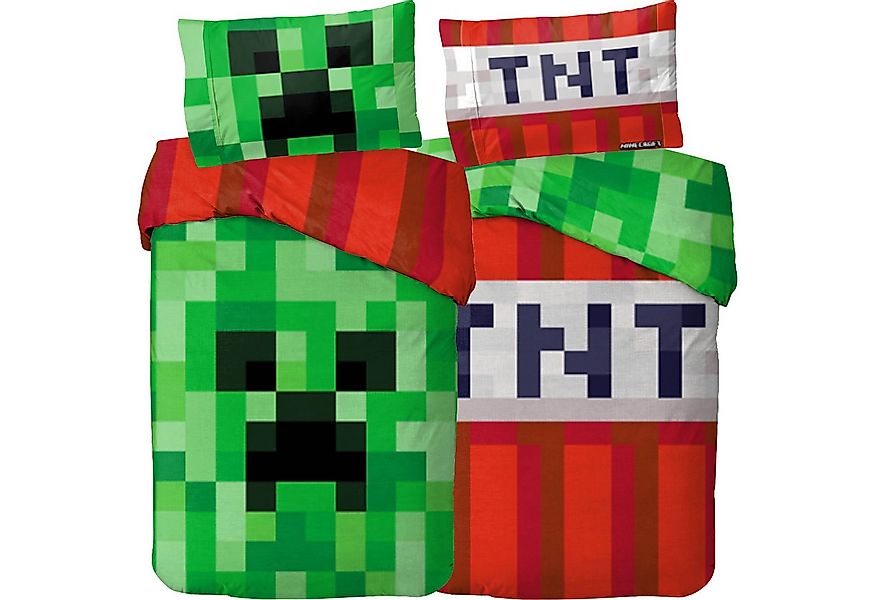 BERONAGE Wendebettwäsche Minecraft Bettwäsche Creeper TNT Biber / Flanell, günstig online kaufen