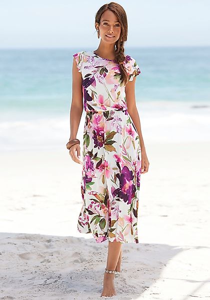 Beachtime Midikleid, mit Blumendruck und Gummizug, Sommerkleid, Strandkleid günstig online kaufen