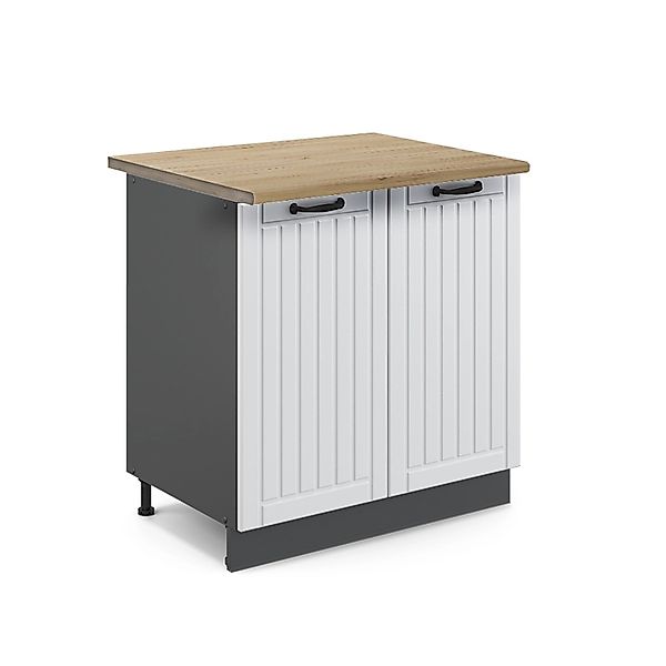 Vicco Spülenunterschrank Fame-Line Weiß Landhaus/Anthrazit 80 cm mit Regal günstig online kaufen