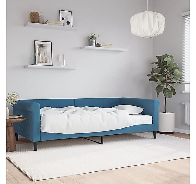 vidaXL Bett, Tagesbett mit Matratze Blau 100x200 cm Samt günstig online kaufen