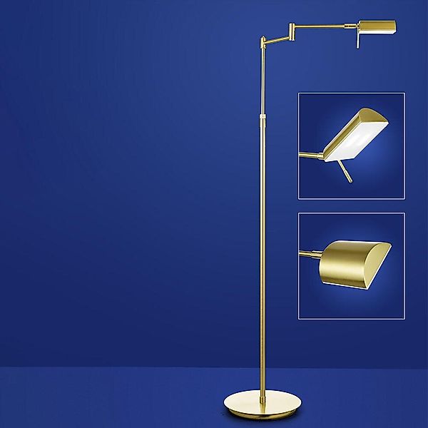 LED Stehleuchte Graz in Messing-matt und Weiß 12,8W 1300lm günstig online kaufen