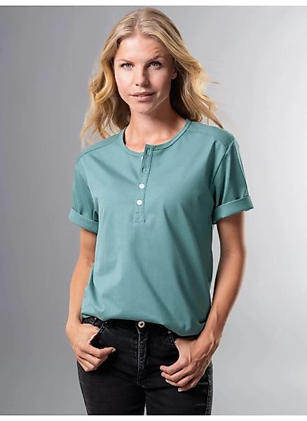 Trigema T-Shirt "TRIGEMA T-Shirt mit Knopfleiste DELUXE Baumwolle" günstig online kaufen