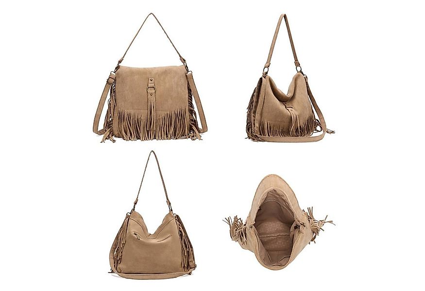 ITALYSHOP24 Schultertasche Damen Shopper Tasche Umhängetasche Fransen Boho günstig online kaufen