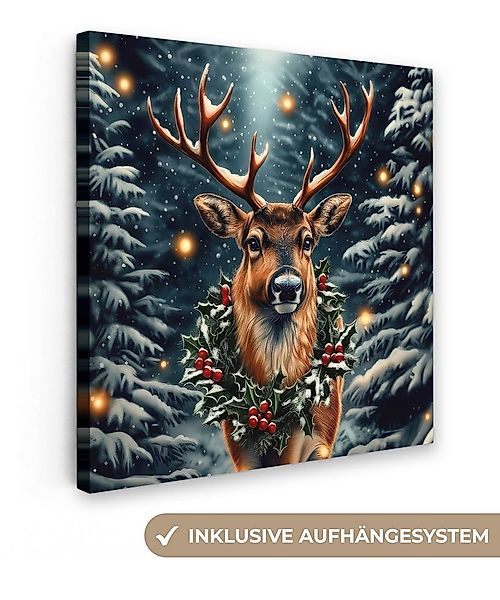 OneMillionCanvasses® Leinwandbild Weihnachten - Magie - Wald - Farbenfroh, günstig online kaufen