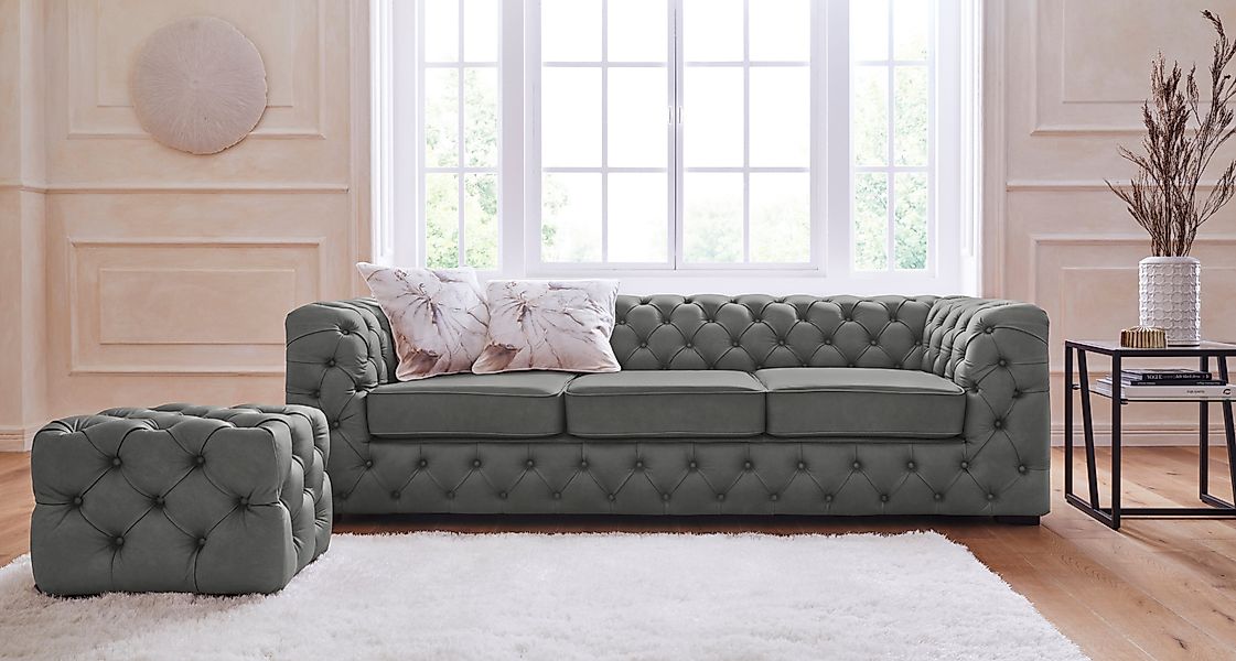 Home affaire Chesterfield-Sofa Kalina, klassische Chesterfield-Knopfheftung günstig online kaufen