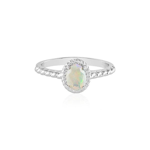 Cavill Solitärring Äthiopischer Welo-Opal Platin-plattierter Silberring, günstig online kaufen