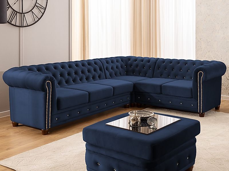 S-Style Möbel Ecksofa Chesterfield mit Schlaffunktion günstig online kaufen