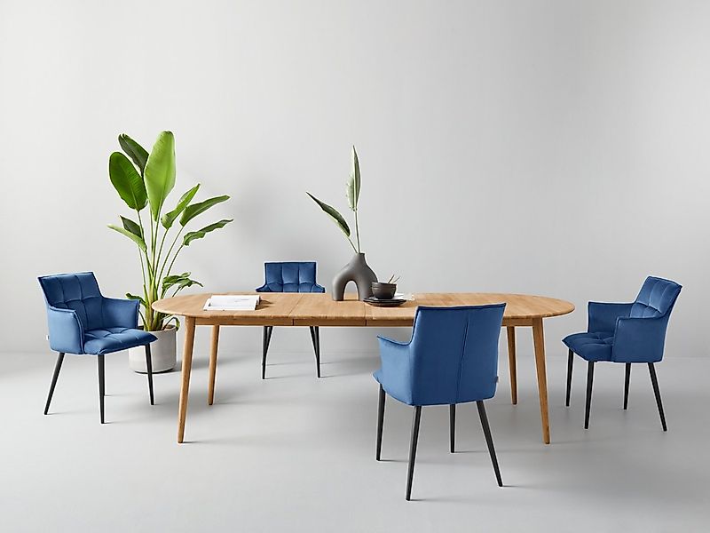 OTTO home Esstisch Toarp, Massivholz Eiche Ausziehtisch, mit integrierter E günstig online kaufen