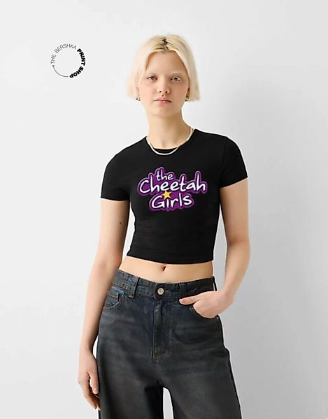 Bershka T-Shirt Mit Kurzen Ärmeln Cheetah Girls Damen Xl Schwarz günstig online kaufen