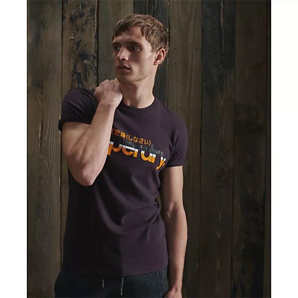 Superdry Core Logo Vintage Stripe Kurzarm T-shirt S Autumn Blackberry Marl günstig online kaufen