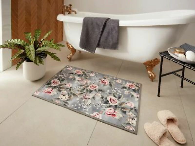 HOME Living Bodenmatten Rosenblüten Teppiche grau Gr. 60 x 90 günstig online kaufen