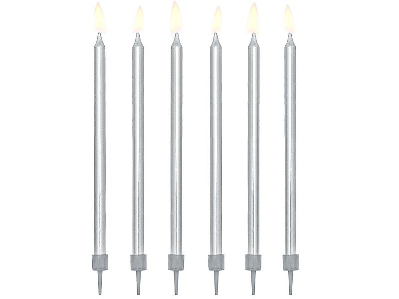 partydeco Geburtstagskerze, Geburtstagskerzen mit Halter 12.5cm silber 12er günstig online kaufen