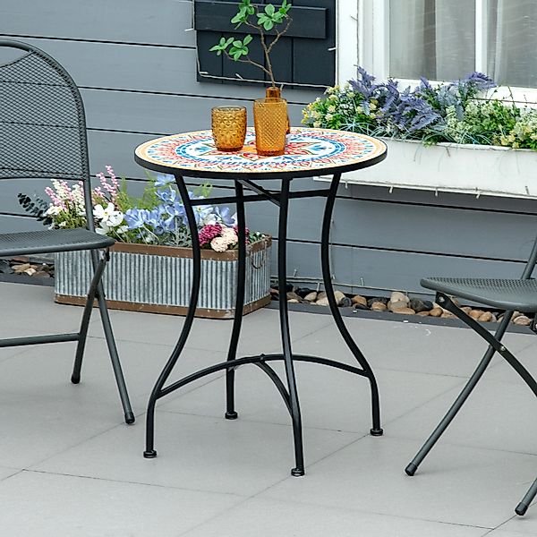 Outsunny Beistelltisch Beistelltisch mit Mosaikplatte (Bistrotisch, günstig online kaufen