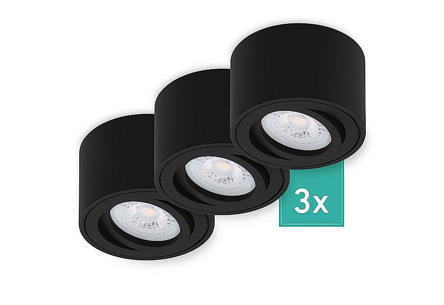 Oktaplex lighting LED Deckenstrahler 3 Stück Aluminium Aufbaustrahler schwa günstig online kaufen
