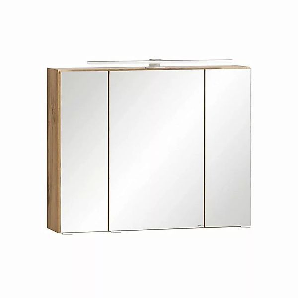 Spiegelschrank 80cm mit LED Aufsatzleuchte VASTO-03-WHITE in Wotan Eiche Nb günstig online kaufen