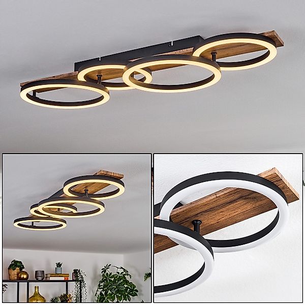 hofstein Deckenleuchte Deckenlampe aus Metall/Holz/Kunststoff in günstig online kaufen