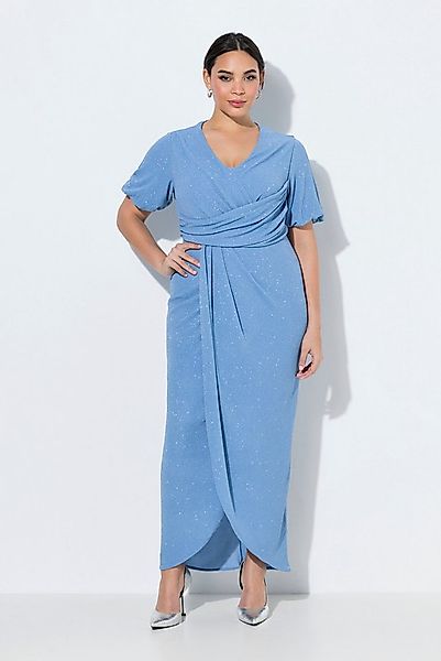 Ulla Popken Midikleid Maxikleid Wickeloptik V-Ausschnitt Ballon-Halbarm günstig online kaufen