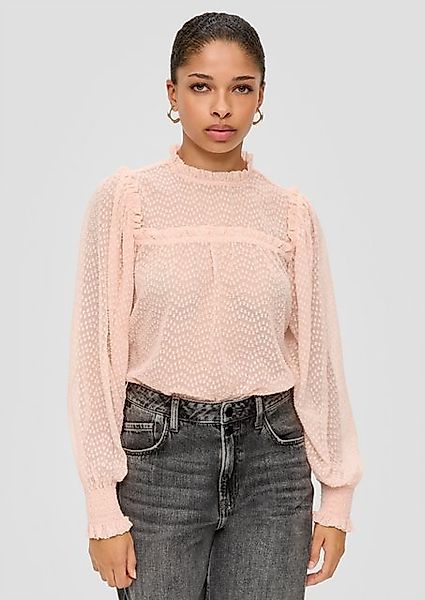 QS Langarmbluse Chiffon Bluse mit Dobby-Struktur Rüschen günstig online kaufen