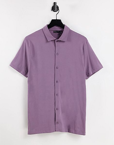 ASOS DESIGN – Jersey-Hemd aus Bio-Baumwolle mit durchgehender Knopfleiste i günstig online kaufen