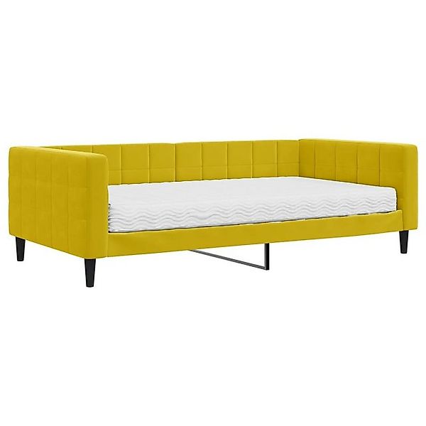 vidaXL Bett, Tagesbett mit Matratze Gelb 100x200 cm Samt günstig online kaufen