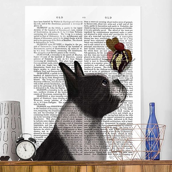 Glasbild - Hochformat Tierlektüre - Terrier mit Eis günstig online kaufen