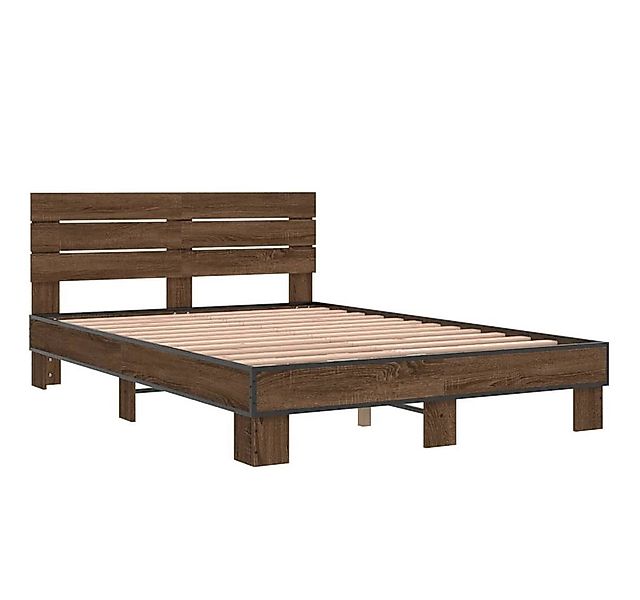 vidaXL Bett Bettgestell Braun Eichen-Optik 140x200 cm Holzwerkstoff Metall günstig online kaufen