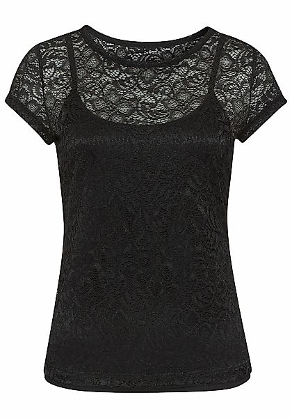 LASCANA Spitzenshirt (Packung, +Top) mit Blumenmuster günstig online kaufen