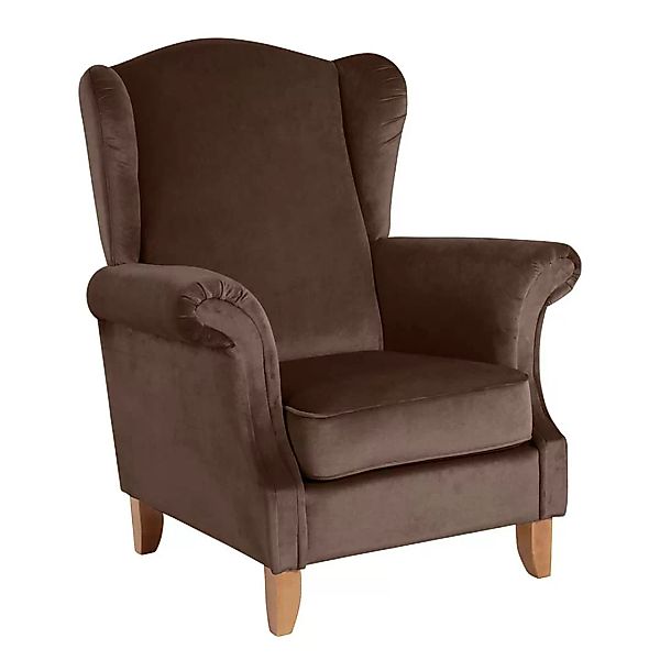 Brauner Wohnzimmer Sessel mit Federkern 49 cm Sitzhöhe günstig online kaufen