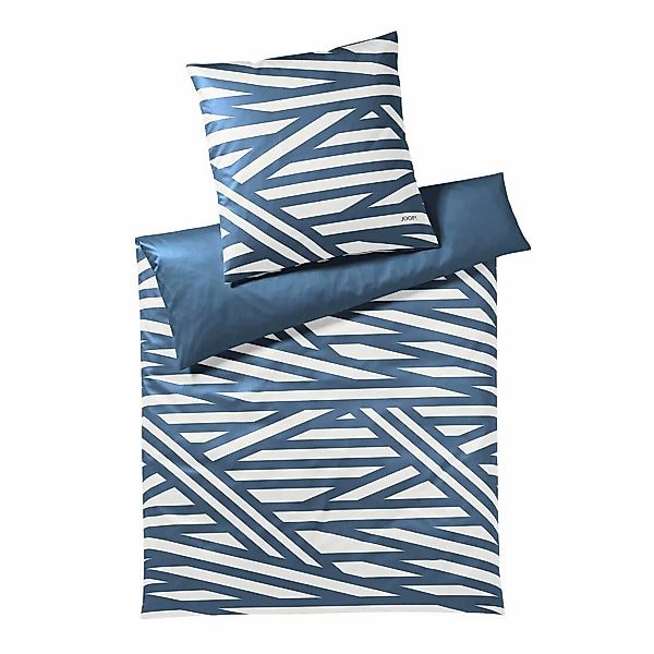 JOOP! Comfort Satin Bettwäsche 4102-2 Cross Beige Blau 135x200 günstig online kaufen