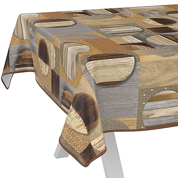ANRO Tischdecke Wachstuch abwaschbar Holz Patchwork günstig online kaufen