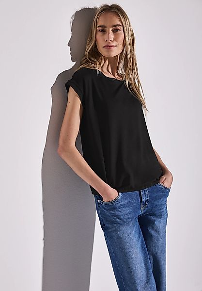 STREET ONE T-Shirt, mit Dekortape und elastischem Saum günstig online kaufen
