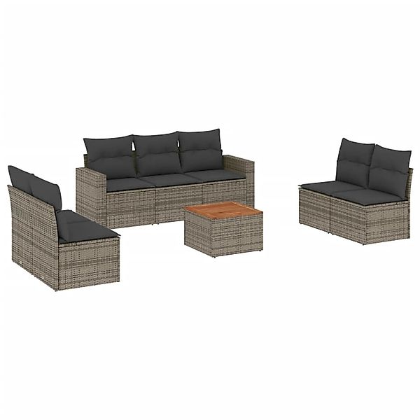 vidaXL 8-tlg Garten-Sofagarnitur mit Kissen Grau Poly Rattan Modell 33 günstig online kaufen