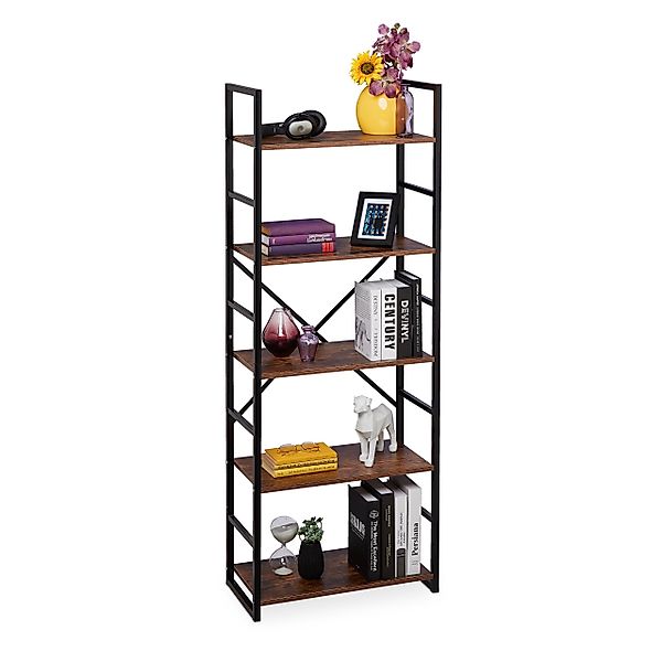 relaxdays Standregal Bücherregal Industrie mit 5 günstig online kaufen