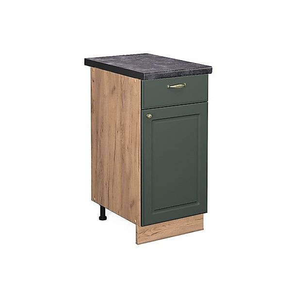 Vicco Küchenunterschrank Fame-Line Grün-Gold Landhaus/Goldkraft Eiche 40 cm günstig online kaufen
