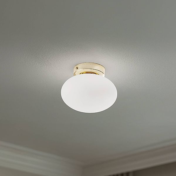 Deckenlampe Ufo, gold/weiß, Ø 18 cm, Glas, G9 günstig online kaufen