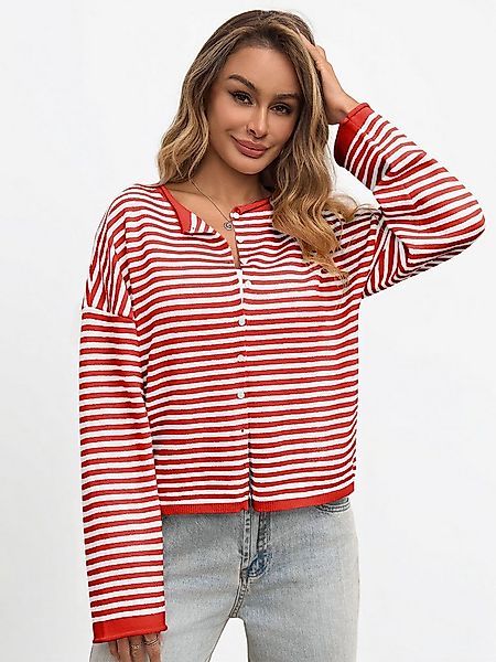 Imily Bela Cardigan Damen Gestreifter Strick Pullover (Packung, 1-tlg., 1pe günstig online kaufen