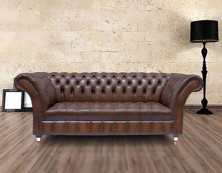 Xlmoebel Sofa 3-Sitzer Chesterfield Poster Sofa Couch aus Leder und Stoff S günstig online kaufen