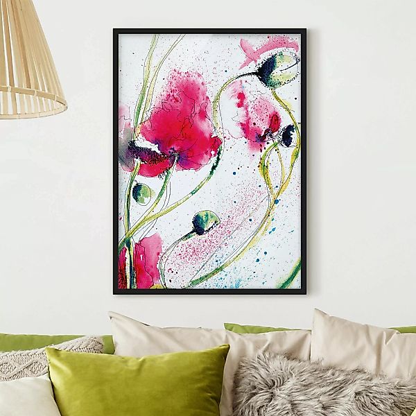 Bild mit Rahmen - Hochformat Painted Poppies günstig online kaufen