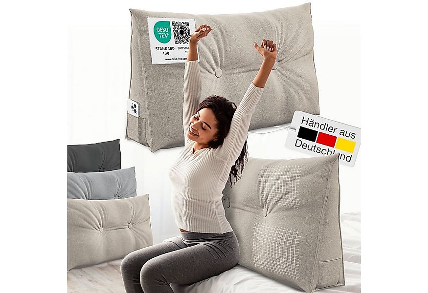 ELONEO Rückenkissen Keilkissen für Bett und Sofa, Lesekissen mit praktische günstig online kaufen