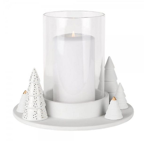 Räder Windlicht Design Windlicht Blockkerzenhalter Tannen Weiß-Gold günstig online kaufen