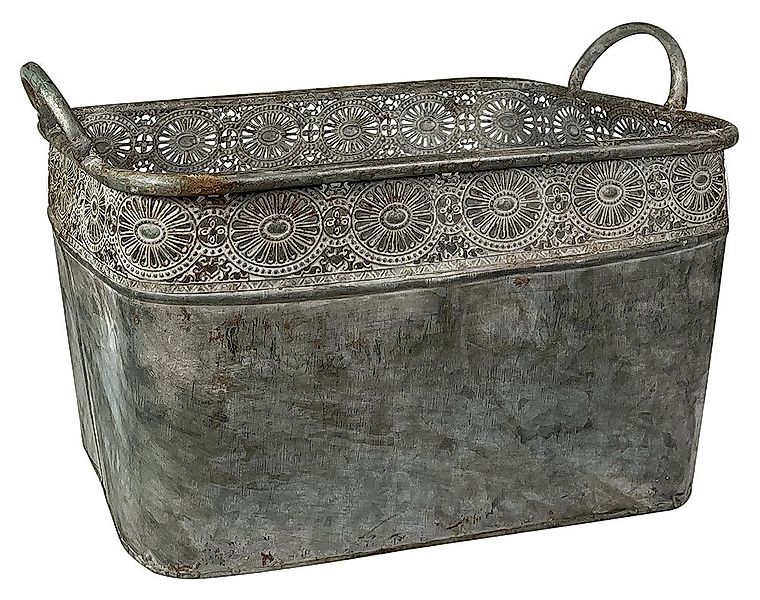 Zinktopf Blumentopf Rechteckig Henkel Zink Pflanztopf Vintage Landhausstil günstig online kaufen