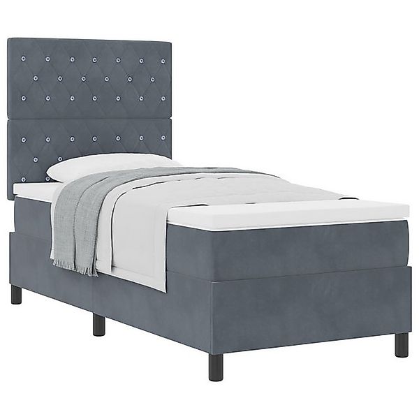 vidaXL Bett Boxspringbett mit Matratze Dunkelgrau 100x200 cm Samt (1-tlg) günstig online kaufen