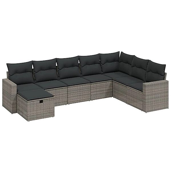 vidaXL 8-Tlg Garten-Sofagarnitur mit Kissen Grau Poly Rattan 3263586 günstig online kaufen