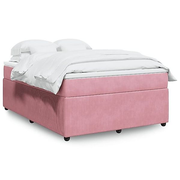 vidaXL Boxspringbett, Boxspringbett mit Matratze Rosa 160x200 cm Samt günstig online kaufen