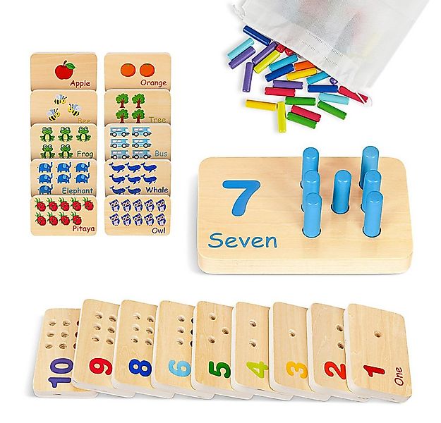 CLTYQ Lernspielzeug Holz-Zählspielzeug für Kleinkinder,Montessori Mathemati günstig online kaufen