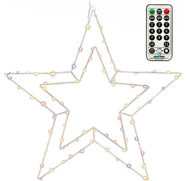 Nipach LED Fensterbild XA11035 LED Doppel-Stern 70er warmweiß bunt 50cm günstig online kaufen