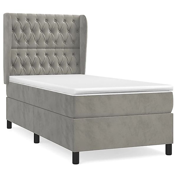 vidaXL Boxspringbett Boxspringbett mit Matratze Dunkelgrau 90x200 cm Samt B günstig online kaufen