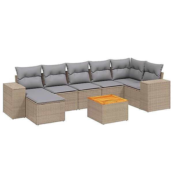 vidaXL 8-Tlg Garten-Sofagarnitur mit Kissen Beige Poly Rattan 3257886 günstig online kaufen