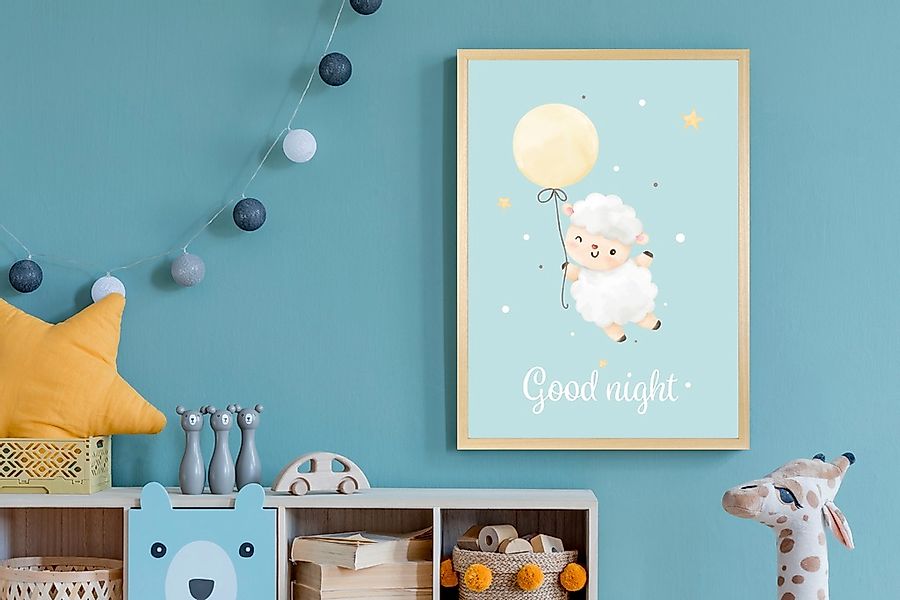 queence Bild mit Rahmen "Fliegendes Schaf mit Ballon", Bilder vom Sternenhi günstig online kaufen