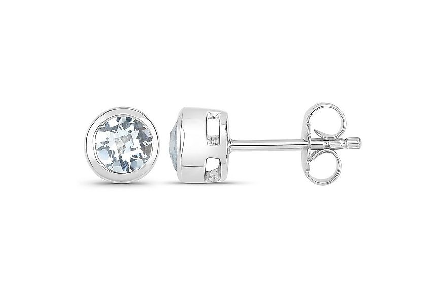 Vira Jewels Paar Ohrstecker 925-Sterling Silber rhodiniert glänzend Aquamar günstig online kaufen